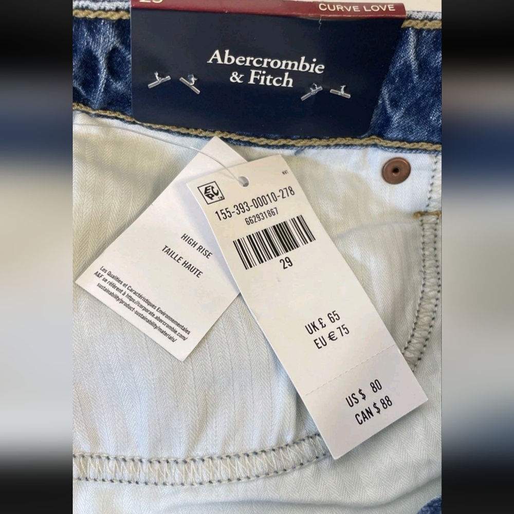 Nwt Ambercrombie And Fitch  Women's Curvy Love Skinny Blue Jeans Sz 29 Waist - Picture 5 of 7